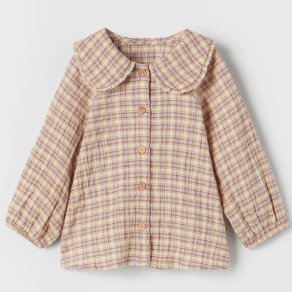 NWT Zara Kids Striped Peter Pan Collar Shirt size 2-3 years - Picture 1 of 3